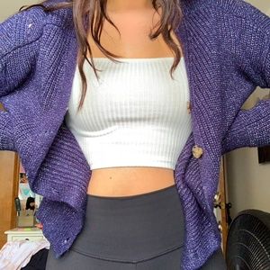 Navy Blue Cardigan Sweater with Buttons